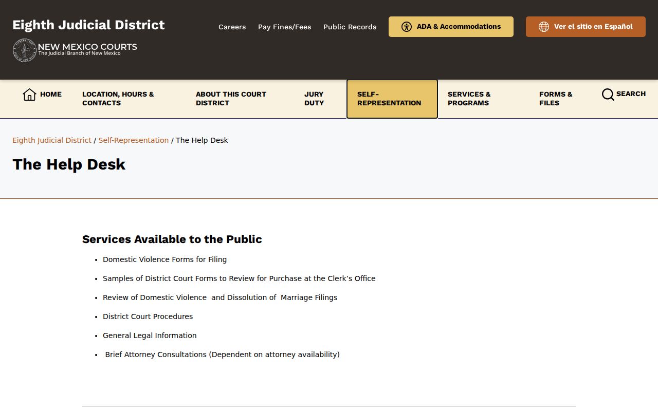 Taos County court dates access through the Taos courthouse Help Desk