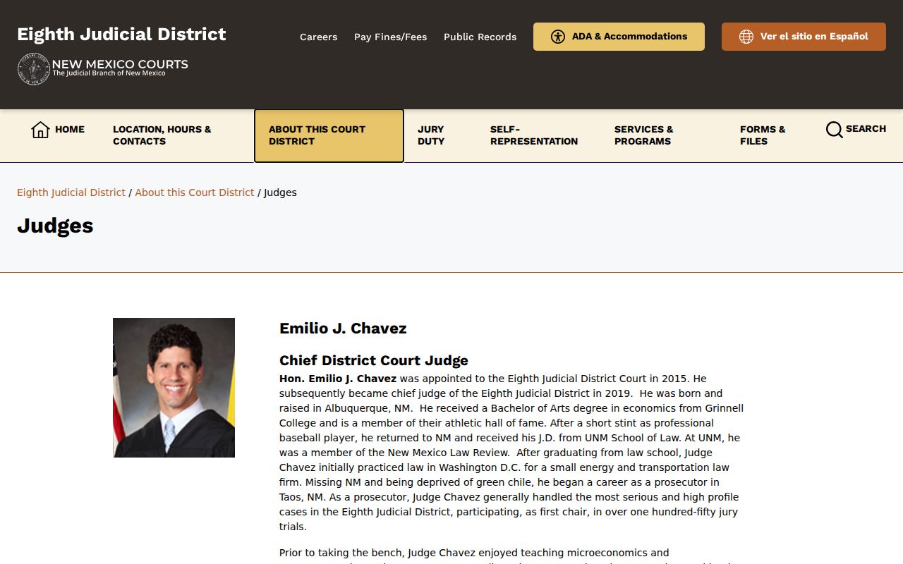 Taos County criminal docket Eighth Judicial District judges page