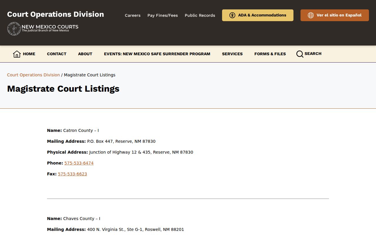 Taos County criminal docket state magistrate court listing