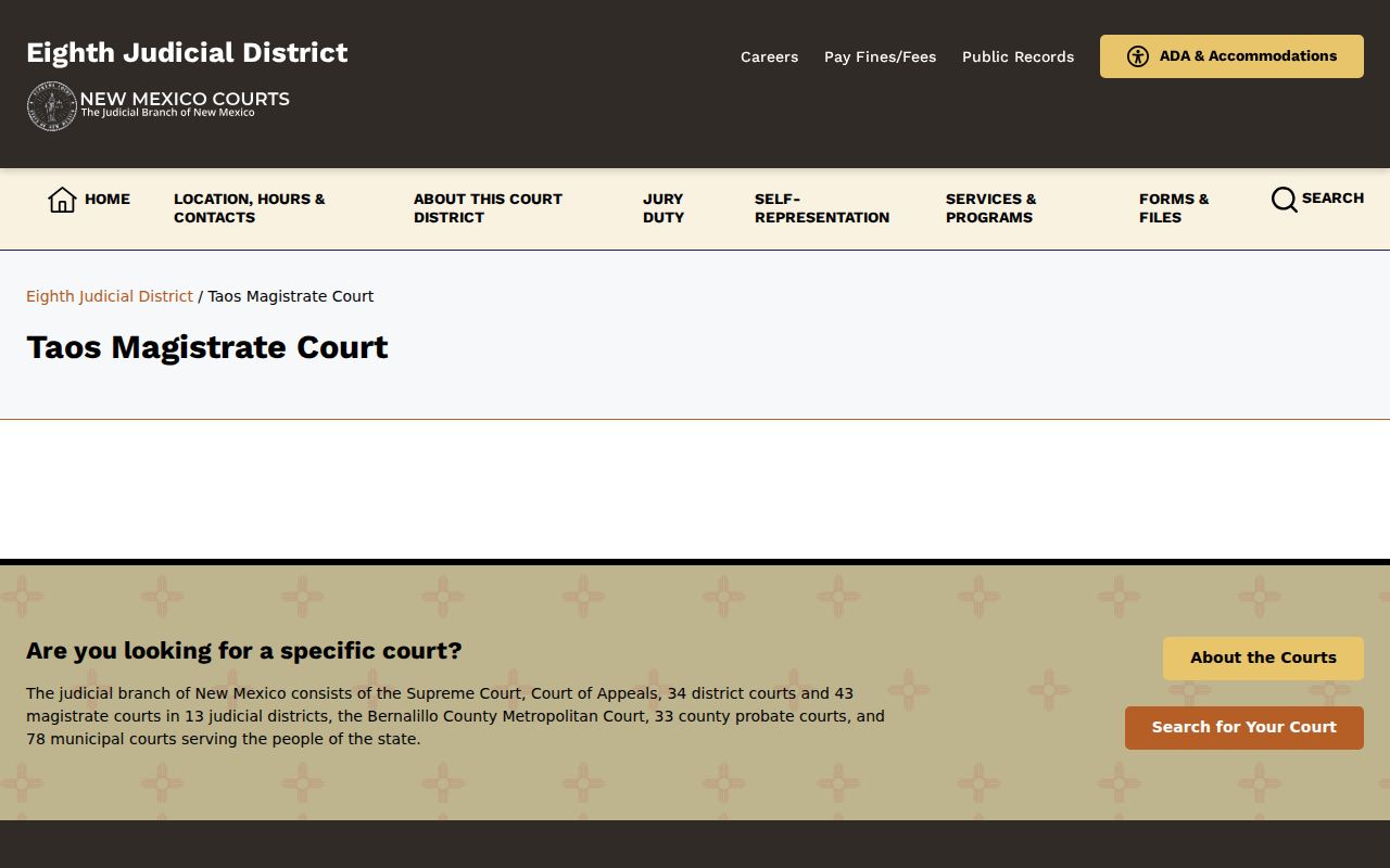 Taos County criminal docket Taos Magistrate Court official page