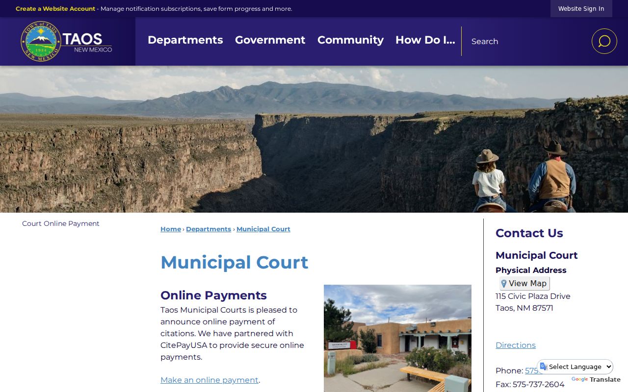 Taos court docket source showing Taos Municipal Court information